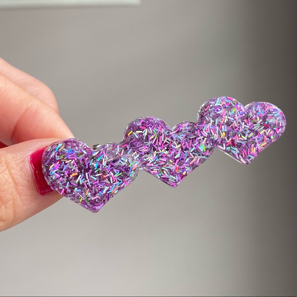 Handmade glitter resin hair clip